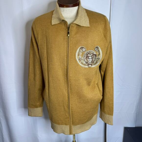 Prestige Original Medusa Embroidered Zip Sweater Jacket XL Gold Baroque - Picture 3 of 9